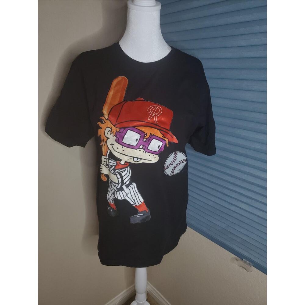Rugrats Freeze Max Pinstripes Chuckie T-Shirt - Black Top Size S
